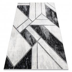 Koberec EMERALD výhradní 81953 glamour, stylový mramor, geometrický černý / stříbrný  (Velikost: 80x150 cm)