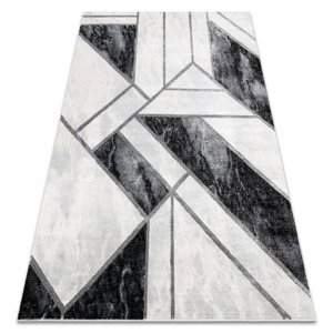 Koberec EMERALD výhradní 81953 glamour, stylový mramor, geometrický černý / stříbrný  (Velikost: 140x190 cm)