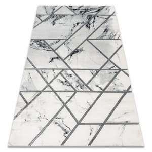 Koberec EMERALD výhradní 0085 glamour, stylový mramor, geometrický bílý / stříbrný  (Velikost: 120x170 cm)