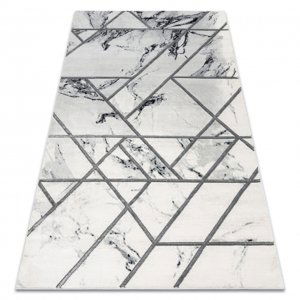 Koberec EMERALD výhradní 0085 glamour, stylový mramor, geometrický bílý / stříbrný  (Velikost: 160x220 cm)