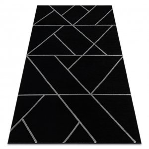 Koberec EMERALD výhradní 7543 glamour, stylový geometrický černý / stříbrný  (Velikost: 80x150 cm)