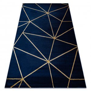 Koberec EMERALD výhradní 1013 glamour, stylový geometrický tmavě modrý / zlato (Velikost: 80x150 cm)