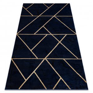 Koberec EMERALD výhradní 1012 glamour, stylový geometrický tmavě modrý / zlato (Velikost: 80x150 cm)