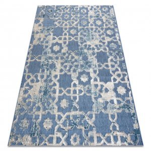 Koberec Strukturální SOLE D3881 Ornament - ploché tkaní modrý / béžový (Velikost: 80x150 cm)