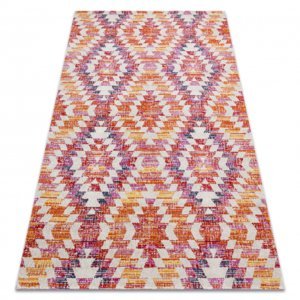 Moderný koberec MUNDO D7951 diamanty 3D outdoor růžový / béžová (Velikost: 140x190 cm)