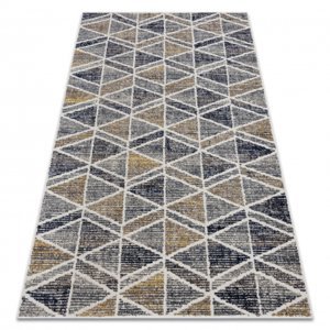 Moderný koberec MUNDO D7891 diamanty, trojúhelníky 3D outdoor šedá / béžová (Velikost: 80x250 cm)