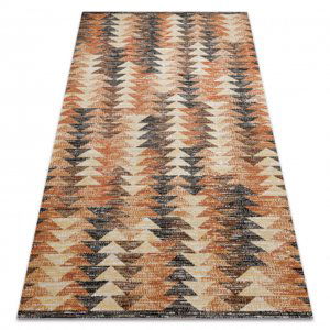 Moderný koberec MUNDO D5781 trojúhelníky 3D outdoor oranžový / béžová (Velikost: 80x250 cm)