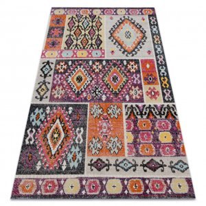 Moderný koberec MUNDO D7682 etnický boho 3D outdoor růžový / béžová (Velikost: 80x250 cm)
