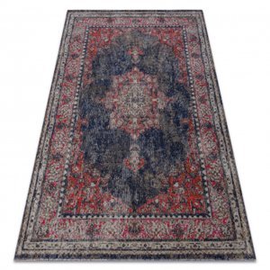 Moderný koberec MUNDO E0551 ornament, rám vintage outdoor červený / černý (Velikost: 80x150 cm)