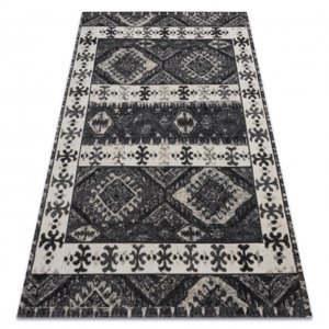 Moderný koberec MUNDO E0651 etnický outdoor béžová / černý (Velikost: 80x150 cm)