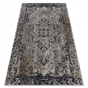 Moderný koberec MUNDO E0681 ornament, rám vintage outdoor béžový / černý (Velikost: 80x150 cm)