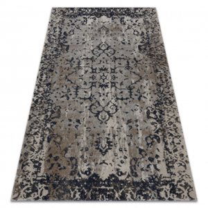 Moderný koberec MUNDO E0681 ornament, rám vintage outdoor béžový / černý (Velikost: 200x290 cm)