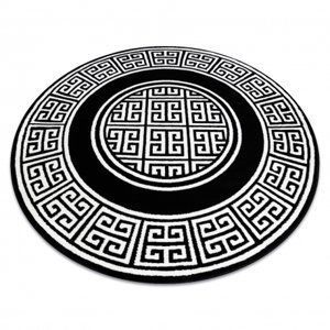 Kulatý koberec GLOSS moderni 6776 85 stylový, rám, řecký černý / slonová kost (Velikost: kruh 120 cm)