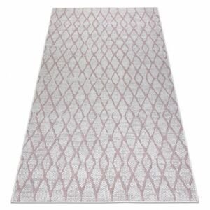 Koberec SISAL SION MŘÍŽ 22129 ploché tkaní ecru /   růžový  (Velikost: 80x150 cm)