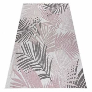 Koberec SISAL SION palmové listy, tropický 2837 ploché tkaní ecru /   růžový  (Velikost: 80x150 cm)