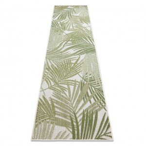 Koberec, běhoun SISAL SION palmové listy, tropický 2837 ploché tkaní ecru / zelená (Velikost: 60x200 cm)
