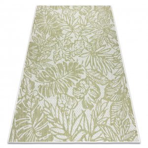 Koberec SISAL SION Listy, tropický 22128 ploché tkaní ecru / zelená (Velikost: 80x150 cm)