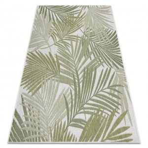 Koberec SISAL SION palmové listy, tropický 2837 ploché tkaní ecru / zelená (Velikost: 80x150 cm)
