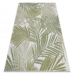 Koberec SISAL SION palmové listy, tropický 2837 ploché tkaní ecru / zelená (Velikost: 160x220 cm)