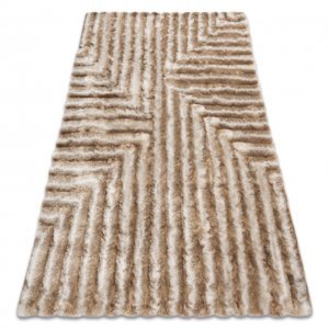 Moderní koberec FLIM 010-B1 shaggy, bludiště - Strukturální béžový (Velikost: 80x150 cm)