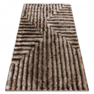 Moderní koberec FLIM 010-B7 shaggy, bludiště - Strukturální hnědý (Velikost: 160x220 cm)