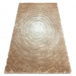 Moderní koberec FLIM 008-B1 shaggy, kruhy - Strukturální béžový  (Velikost: 120x160 cm)