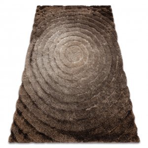 Moderní koberec FLIM 008-B7 shaggy, kruhy - Strukturální hnědý (Velikost: 80x150 cm)
