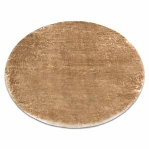 Kulatý pratelný koberec LAPIN shaggy protiskluzový, slonová kost / hnědý (Velikost: kruh 80 cm)