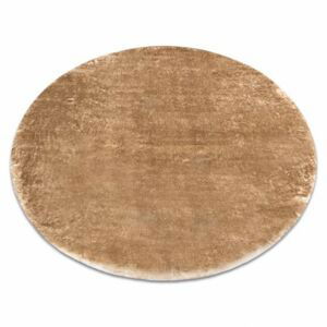 Kulatý pratelný koberec LAPIN shaggy protiskluzový, slonová kost / hnědý (Velikost: kruh 120 cm)