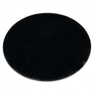 Koberec kulatý pratelný POSH Shaggy, plyšový, tlustý, protiskluzový, černý (Velikost: kruh 80 cm)