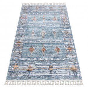 Moderní koberec BELLE BF13C modrý / béžový - střapce (Velikost: 140x190 cm)