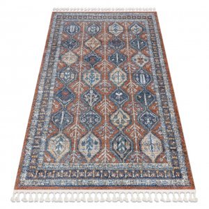 Moderní koberec BELLE BG60A hnědý / růžový - střapce (Velikost: 80x150 cm)