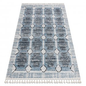 Moderní koberec BELLE BR22A béžový / modrý - střapce (Velikost: 80x150 cm)