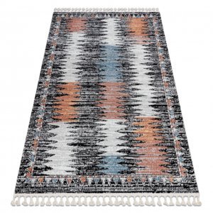 Moderní koberec BELLE BR23A černý / růžový - střapce (Velikost: 80x150 cm)
