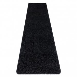 Běhoun SOFFI shaggy 5cm černý - do kuchyně, předsíně, chodby, haly  (Velikost: 80x250 cm)