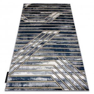 Moderní koberec DE LUXE 460 Pásy - Strukturální tmavě modrý / zlato (Velikost: 240x340 cm)
