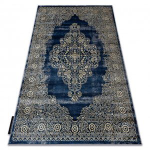 Moderní koberec DE LUXE 474 ornament - Strukturální tmavě modrý / zlato (Velikost: 180x270 cm)