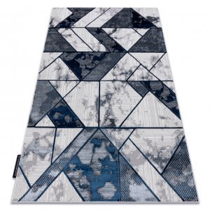 Moderní koberec DE LUXE 632 Geometrický - Strukturální krém / tmavě modrá (Velikost: 120x170 cm)