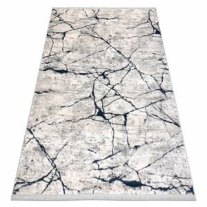 Moderní koberec REBEC 51184A Mramor, Střapce- dvě úrovně rouna, krémový, recyklovatelná bavlna bavlnavatelná bavlna tmavě modrý (Velikost: 80x150 cm)