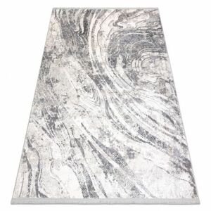 Moderní koberec REBEC střapce 51193A Vlny, Mramor vintage - dvě úrovně rouna krémový / šedá (Velikost: 140x190 cm)