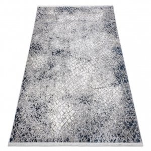 Moderní koberec REBEC 51117 střapce, dvě vrstvy rouna, recyklovatelná bavlna bavlna, krémový, tmavě modrý (Velikost: 80x150 cm)