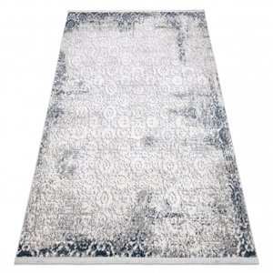 Moderní koberec REBEC 51172A střapce, dvě vrstvy rouna, recyklovatelná bavlna bavlna, krémový, tmavě modrý (Velikost: 80x150 cm)