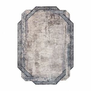 Moderní koberec TINE 75425A Rám, vintage, nepravidelný tvar, šedá, tmavě modrá (Velikost: 160x220 cm)