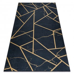 ANDRE mycí kobereček 1222 Mramor, geometrický protiskluz - černo (Velikost: 80x150 cm)