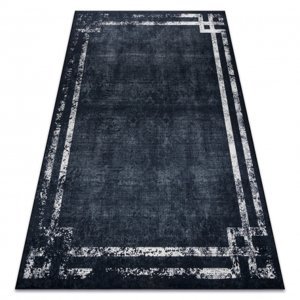 ANDRE mycí kobereček 1486 vzor rámu vintage protiskluz - černo-bílý (Velikost: 80x150 cm)