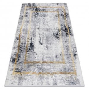 ANDRE mycí kobereček 1065 vzor rámu vintage protiskluz - šedá / zlato (Velikost: 120x170 cm)
