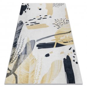 ANDRE mycí kobereček 1097 Abstrakce protiskluz - bílá / žlutá (Velikost: 120x170 cm)