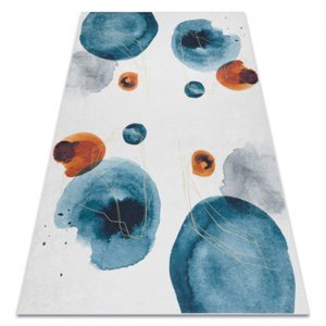 ANDRE mycí kobereček 1112 Abstrakce protiskluz - bílá / modrý (Velikost: 120x170 cm)