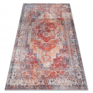 ANDRE mycí kobereček 1684 vzor rámu vintage protiskluz - červený (Velikost: 120x170 cm)