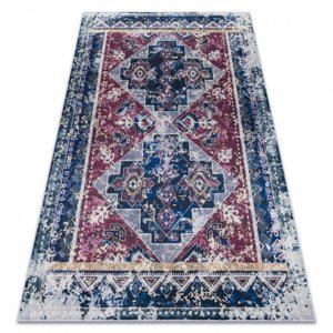ANDRE mycí kobereček 1136 orientální vintage protiskluz - bordó / modrý (Velikost: 80x150 cm)